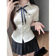 皓娥 JK制服短袖襯衫收腰2025夏季修身白色百搭制服日系學院風襯衣女 JK收腰短袖襯衫【含領(lǐng)結(jié)】 L