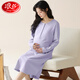 浪莎春季新品哺乳睡裙100%純棉帶胸墊孕婦睡衣春夏季薄款產(chǎn)后待產(chǎn)月子 薰衣草紫 XL （建議120-140斤）