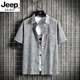 JEEP SPIRIT高端夏季短袖男士新款襯衫寬松大碼潮牌格子襯衣加肥加大半袖休閑XCLC-55088灰色6XL 建議【210-230】斤