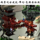 帶燈微景觀建筑行云閣涼亭帶燈古風建筑水陸魚缸沙盤造景帶燈房子 紅色