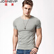 簡(jiǎn)束 短袖T恤男純色棉質(zhì)t恤夏季休閑運動(dòng)緊身t恤男圓領(lǐng)修身打底汗衫潮 花灰色 3XL （87kg左右）