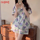 古今（GUJIN）春夏上新【100%純棉】睡衣女棉紗家居服可外穿睡褲清新大碼套裝L