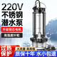 溫特雷特潛水泵家用井水220v抽水泵農用污水泵不銹鋼農田灌溉高揚程清水泵 清水泵370W【1寸+10米線(xiàn)】