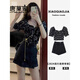 唐菓蜜連衣裙女夏季2025新款女裝小個(gè)子時(shí)尚減齡鹽系甜酷風(fēng)穿搭兩件套 碎花上衣+牛仔裙子 M