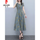 皮爾卡丹（pierre cardin）今年流行裙子女裝2025年夏季新款200斤MM雪紡連衣裙潮 灰綠色 XL (建議115-130斤)