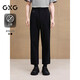 GXG男裝【三防】寬松錐形西裝褲通勤男 黑色 180/XL