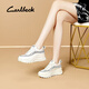 Carl Beck品牌內(nèi)增高小白鞋女鏤空網(wǎng)面2025春夏新款厚底老爹鞋透氣薄款涼鞋 白色 33