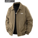 JEEP SPIRIT吉普高端夾克男春秋外套時(shí)尚舒適休閑潮流百搭翻領(lǐng)寬松純色上衣 棕咖色 XL (建議130-150斤)