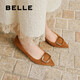 百麗（Belle）舒適優(yōu)雅單鞋女2025春新商場(chǎng)款真皮氣質(zhì)高跟鞋D3N1DAQ5 棕色 37 (235mm)