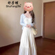 舒芳蝶（shufangdie）溫柔風白色吊帶連衣裙子女夏2025新款早春季穿搭海邊度假長裙套裝 開衫+連衣裙【套裝】 M