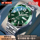 I&W CARNIVAL HWGUOJI瑞士品牌IW手表男機(jī)械表100米防水強(qiáng)夜光機(jī)械手表緑水鬼系列腕表 愛沃馳銀綠鋼帶/百米防水/進(jìn)口機(jī)芯 升級加強(qiáng)版