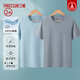 三槍男士T恤100%純棉老人圓領(lǐng)短袖老頭衫夏季白打底寬松運動(dòng)汗衫打底 辰山藍+ 中灰（均為100%棉） 2XL (180) 【150-175斤】