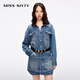 MISS SIXTY2025春季新款牛仔連衣裙女單排扣長袖假兩件設(shè)計萊賽爾 中藍(lán) L