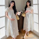 卓貝欣（zhuo bei xin）孕婦裝夏季新款甜美溫柔風(fēng)立體花朵氣質(zhì)寬松型大碼長(zhǎng)款孕婦連衣裙 米白色 M