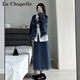 拉夏貝爾（La Chapelle）針織連衣裙女裝2025年秋冬季新款韓版套裝兩件小個(gè)子打底裙子女冬 牛仔套裝 M