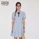 Teenie Weenie小熊女裝連衣裙2025夏季新款清新簡(jiǎn)約學(xué)院翻領(lǐng)短袖裙 淺藍(lán)色 M