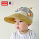 兔兔大文嬰兒防曬帽子夏季薄款1-3歲兒童大檐遮陽(yáng)男女寶寶網(wǎng)眼漁夫太陽(yáng)帽 嘟熊黃 帽圍48-52CM（建議5個(gè)月-3歲）