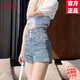俞兆林（YUZHAOLIN）高腰薄款牛仔短褲女2025夏季新款百搭顯瘦a字闊腿辣妹熱褲外穿 淺藍(lán) 2XL 125-140斤
