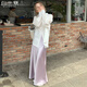 自由系醋酸緞面半身裙女2025夏季新款高腰顯瘦絲滑中長款A字包臀魚尾裙