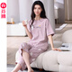 芬騰睡衣女純棉薄款透氣夏天寬松休閑外穿女款家居服套裝 淺紫色  XL