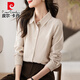 皮爾卡丹（pierre cardin）高級感加厚長(cháng)袖襯衫女春秋季新款時(shí)尚洋氣減齡上衣小衫磨毛襯衣潮 杏色(加厚)《歐貨減齡高端大氣洋 L (100-110斤)