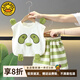 G.DUCKKIDS小黃鴨童裝男童夏裝套裝寶寶無袖背心男孩潮帥氣時髦夏天薄衣服 綠色套裝 90 (建議80-90cm 1-2周歲）