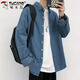 啄木鳥(niǎo)（TUCANO）襯衫男長(cháng)袖春秋季休閑牛仔襯衣港風(fēng)工裝寬松純色外套男 淺藍 L