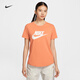 耐克（NIKE）ESSENTIALS女子印花T恤秋季純棉休閑輕便柔軟舒適DX7907 828柔和橙 XL