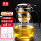 然也飄逸杯按壓式內膽加厚耐熱玻璃茶水分離泡茶壺功夫茶具 飄逸杯【SY1000】贈4杯 1000ml