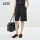 LESS【迅系列】夏全羊毛短款褲子時(shí)尚舒適煙管中褲女2P4E12370 001本黑 L