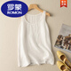 羅蒙（ROMON）夏季文藝純色棉麻小吊帶背心女寬松圓領(lǐng)無(wú)袖薄款內搭亞麻套頭上衣 白色 2XL 【130-145斤】