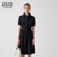 Teenie Weenie小熊女裝連衣裙夏季法式通勤黑色氣質(zhì)襯衫裙 黑色 S