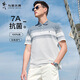 與狼共舞【7A抗菌&純棉】夏季時(shí)尚條紋短袖男士POLO衫 113淺藍(lán) L(175) 