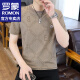 羅蒙（ROMON）短袖t恤男士夏季新款短袖男仿冰絲休閑圓領(lǐng)半袖打底衫上衣服男裝 9383咖啡色 L 【115-130斤】