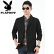 花花公子（PLAYBOY）高檔春秋休閑西裝男裝棉外套男士韓版西服中年胖子大碼小西裝男裝 黑色 XL (穿145-155斤體重