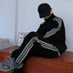 阿迪發(fā)品牌運動(dòng)套裝男女2025春秋季新款純棉百搭衛衣外套休閑跑步兩件套 黑白套裝 XL【130-145】