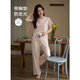 思莉太太 SLEEP TIGHT帶胸墊睡衣女款2025新款夏季短袖長(cháng)褲碎花粉色莫代爾棉春夏家居服 SH2325【帶胸墊】 XL