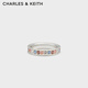 CHARLES&KEITH繽紛彩色水鉆設計感戒指生日禮物圣誕禮物送女友CK5-32120429 Silver銀色 M