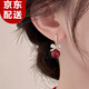顏如飾蝴蝶結酒紅色珠耳環(huán)高級感耳釘女新款設計耳墜耳飾生日禮物 E3231蝴蝶結耳墜
