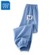 真維斯男童防蚊褲兒童純棉褲子夏季寬松舒適牛仔褲中大童運動(dòng)透氣束腳褲 淺藍 微笑標簽x 160