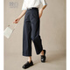 晚白【新品】2025秋款高腰褲子百搭通勤鐮刀褲女【不含腰帶】 深藍(lán)色 29
