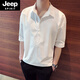 JEEP SPIRIT寬松短袖t恤男五分袖男士半袖體桖潮流衣服中袖襯衫ins七分袖男 C032白色無(wú)胸標 3XL 165-180斤