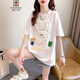 AEMAPE小個(gè)子設計感小眾短袖t恤女夏裝韓版寬松DA碼中長(cháng)款半袖上衣服潮 白色 L 建議105-115斤