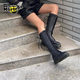 馬丁博士（Dr.Martens）1B60 Bex春季軟皮小個(gè)子小厚底長(cháng)筒騎士靴 黑色穿孔1個(gè)或2個(gè)隨機 37