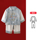 GOKU周歲寶寶生日禮服男童抓周冠衣嬰幼兒中式唐裝兒童竹紋長(zhǎng)袖套裝春 天藍(lán)色 常規(guī) 上衣+褲子 100 建議體重24-28斤
