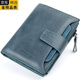 GIOIO日本進(jìn)口品質(zhì)男士錢(qián)包短款真皮多功能頭層牛皮卡包駕駛證豎款青年 藍色(防盜刷)