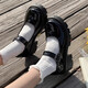 暄琰 厚底瑪麗珍鞋2025夏黑色百搭復古女鞋日系jk圓頭粗跟小皮鞋 復古小皮鞋亮光黑色 36