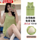 CEENIU睡衣女2025夏款自帶胸墊短袖短褲格紋套裝薄款家居服夏季可外穿 背心短褲 綠衣格褲 （帶胸墊） L 【建議95-115】