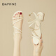 達(dá)芙妮（DAPHNE）仙女風(fēng)低跟羅馬涼鞋女夏季時(shí)尚配裙子平底時(shí)裝涼鞋女鞋 米色  38 