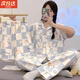 JIOESC睡衣女款夏季2025新款女士短袖長(cháng)褲三件套夏款舒適寬松家居服夏天 可愛(ài)兔鴨睡衣 短袖長(cháng)褲短褲三件套 L 【建議90-105】